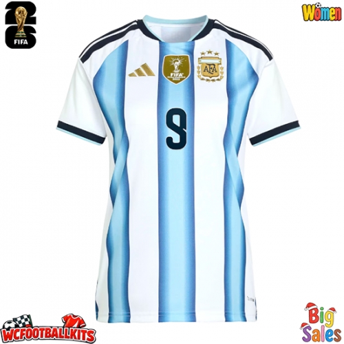 Argentina Julian Alvarez #9 Replica Home Stadium Shirt for Women World Cup 2026 Short Sleeve
